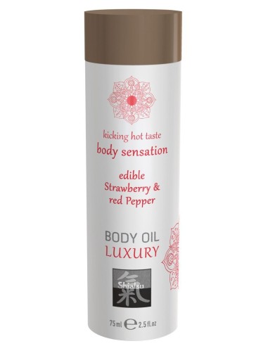 Huile de massage Comestible - FRAISE et POIVRON ROUGE 75ml