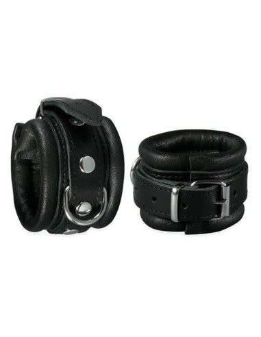 Menottes en cuir pour poignets 5cm Noir