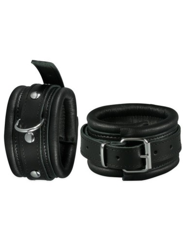 Menottes de chevilles en cuir 5cm Noir