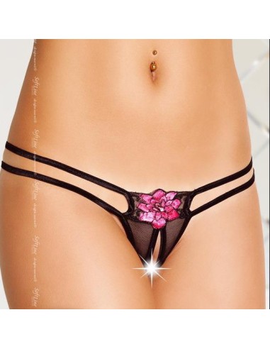 String ouvert DHÉLIA - Noir et rose