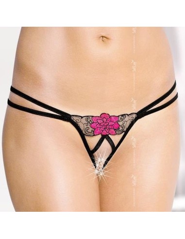 Tanga ouvert  BEGNINA - Noir et rose