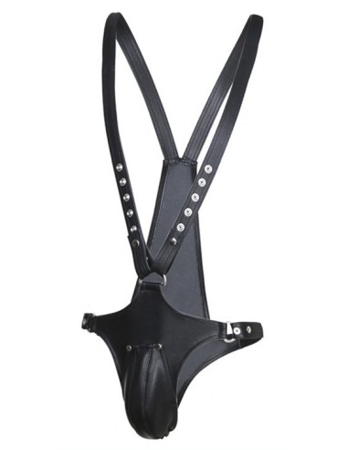 Singlet Open Rompers Simili Noir