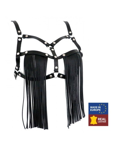 SOUTIEN GORGE EN CUIR AVEC FRANGES