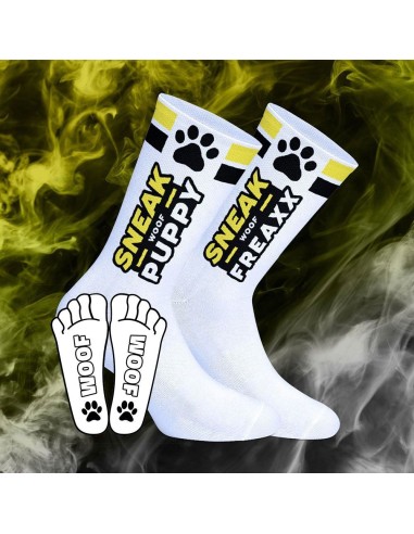 Chaussettes Woof Puppy Blanc-Jaune