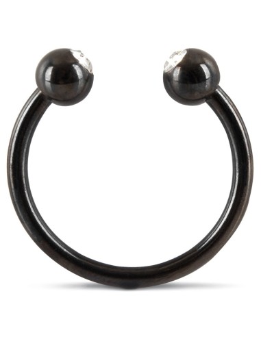 Anneau de gland avec strass 28mm Noir
