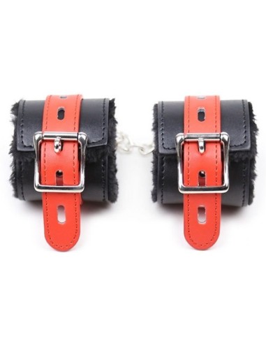 Menottes avec Fourrure Noires-Rouges