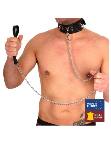 Laisse de chien en cuir noir