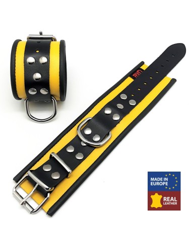 Menottes en cuir Jaune-Noir