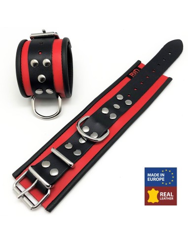 Menotte en cuir - Rouge/ Noir