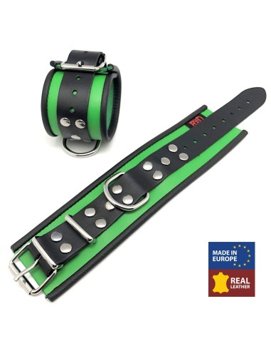 Menotte en cuir - Vert/ Noir
