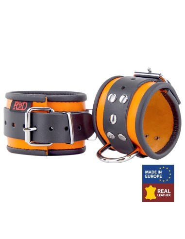 Menotte en cuir - Orange/ Noir