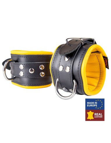 Menotte pour pied en cuir - rembourré - Noir/Jaune