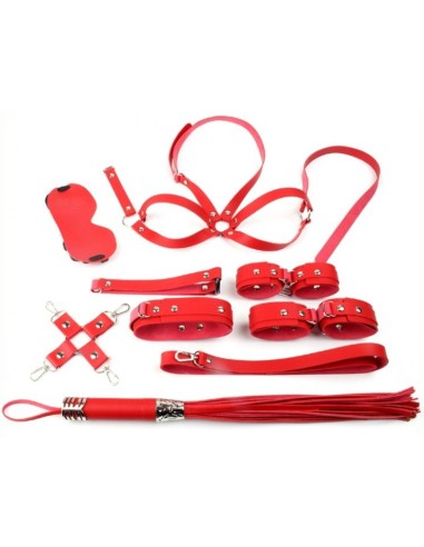 Coffret Bondage SM OBEDIENCE 10 Pièces Rouge