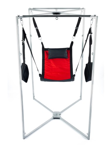 Kit Sling Tissu Carré Rouge-Noir Armature Grise
