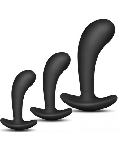 Kit de 3 mini Plugs prostatiques Silicone 11 x 3.5cm Noir