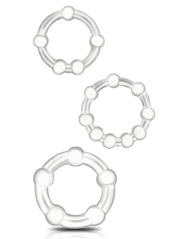 Lot de 3 Mini cockrings souples Beaded Set Transparents