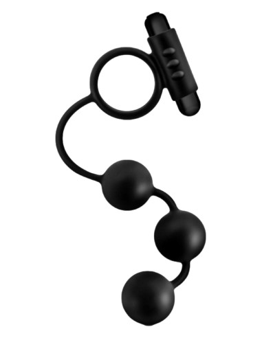 Cockring vibrant et Chapelet Anal Adventures Beads C-Ring 17 x 3.7cm