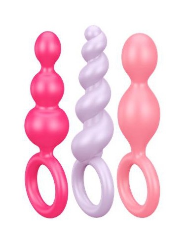 Kit 3 Plugs Silicone Booty Call Satisfyer 9.5 x 2.5cm Roses