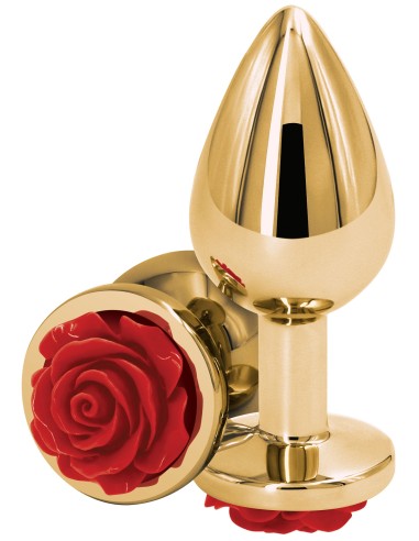 Plug Bijou Rear M 7 x 3.4cm Doré-Rouge
