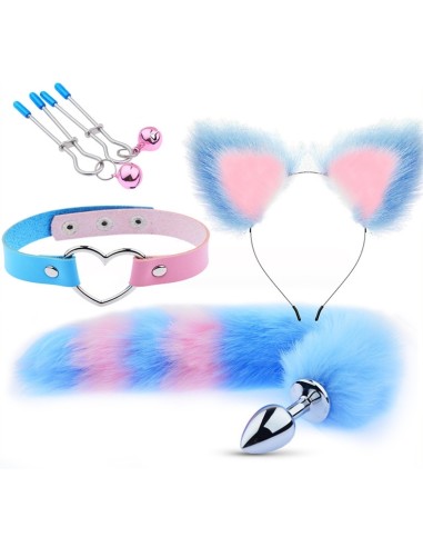 Kit Sm Mix Bondage Bleu-Rose 4 pièces