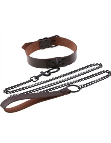 Collier-Laisse punk Marron