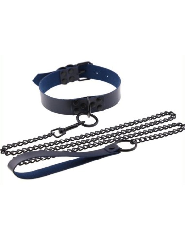 Collier-Laisse Punk Bleu marine
