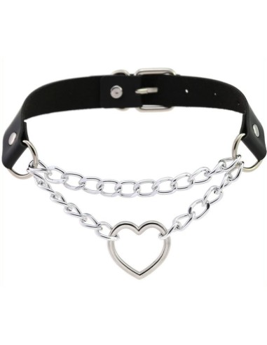 Metal Heart Collar With Chain BLACK
