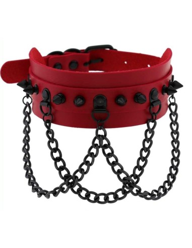 Collier à pointes Piky Rouge-Noir