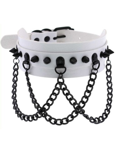 Collier à pointes Piky Blanc-Noir