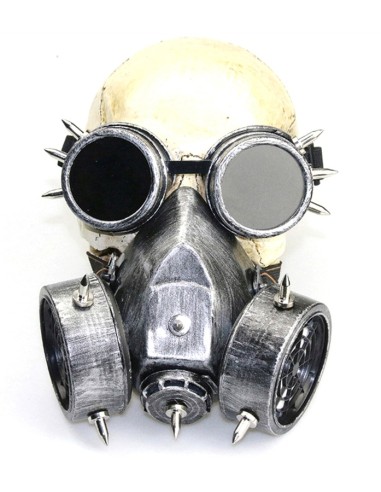 Masque à gaz et lunettes Rivets Silver Argenté