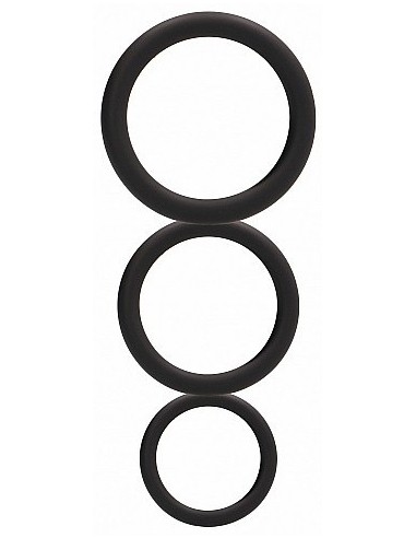 Set de 3 cockrings noirs en silicone