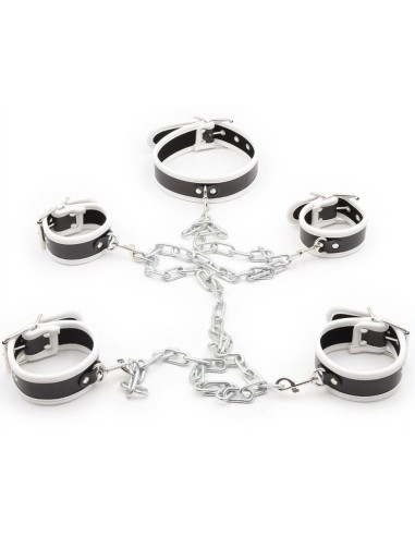 Set de restriction Collier et menottes Noir-Blanc