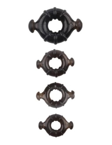 Lot de 4 cockrings Rudder Noirs