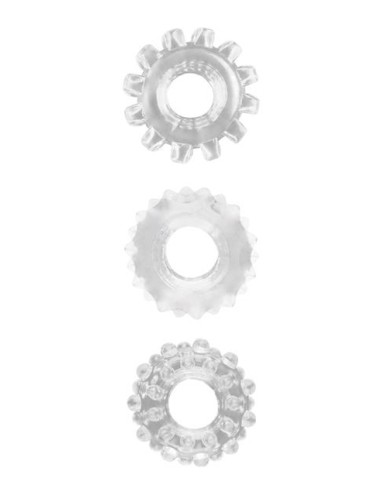 Lot de 3 Cockrings souples GEAR UP Transparents