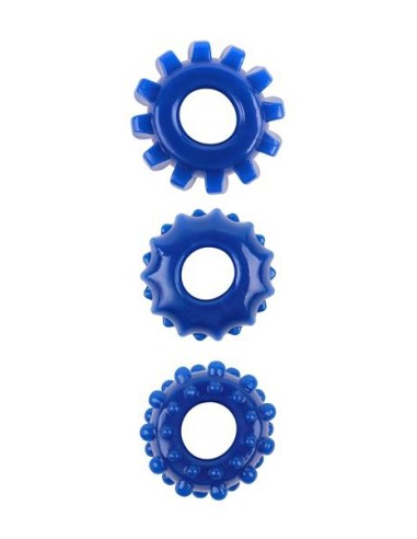 Lot de 3 Cockrings souples Gear Up Bleus