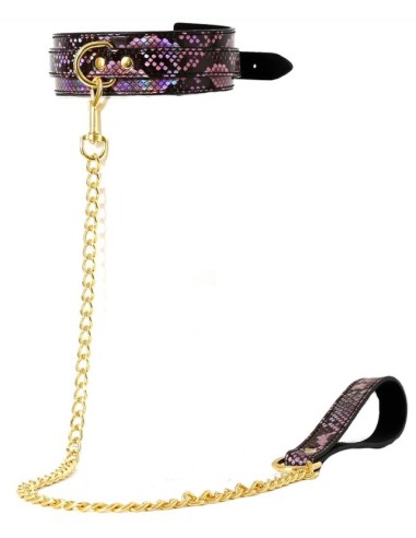 Collier-Laisse Snakine Noir-Rose