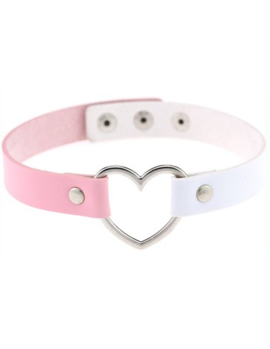 Ras de cou Heart Duo Blanc-Rose