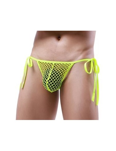 Slip Filet avec Cordons Net Loop Jaune fluo