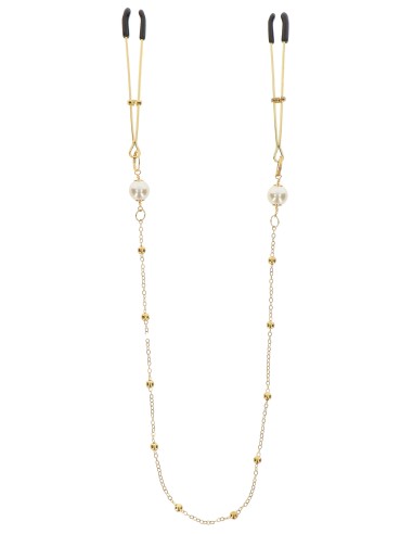 Pince-tétons avec chaîne Tweezers Pearls Taboom Dorées