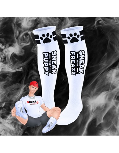 Chaussettes hautes Puppy Tube Blanc-Noir