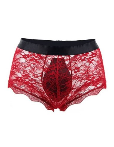 Boxer ouvert en dentelle Lacien Rouge