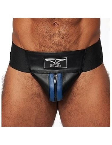 Jockstrap en cuir Mister B Noir-Bleu
