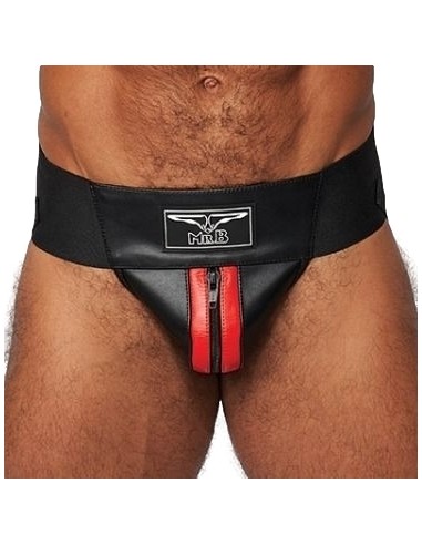 Jockstrap en cuir Mister B Noir-Rouge