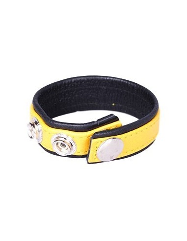 Anneau Pénien Cuir Jaune 3 pressions