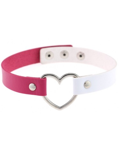 Ras de cou Heart Duo Fuschia-Blanc