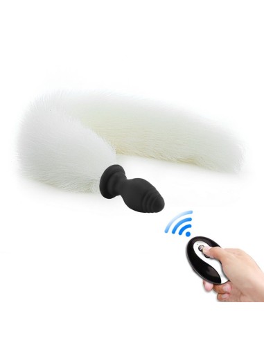 Plug Queue Vibrant Fox Tail Vibe 6.5 x 3.2cm - Queue 40cm Blanche
