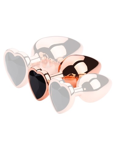 Plug Bijou Anal Gold Heart M 7 x 3.4cm Noir