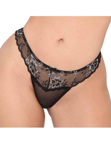 String Sexy Floral Lace Noir
