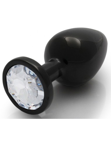 Bijou anal Round Gem L 8 x 4cm Noir-Transparent