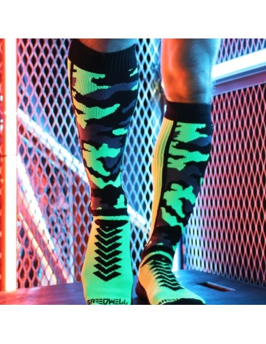 Chaussettes hautes Neo Camo Noir-Vert Neon